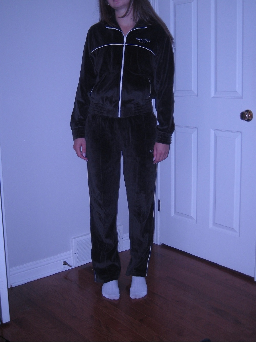 Sporty & Rich Black Velour Track Joggers